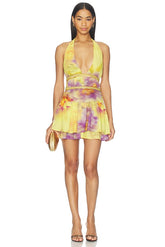 Xylia Halter Low Plunge Mini Dress