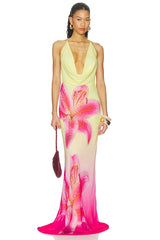 Juliana Cowl High Slit Maxi Dress
