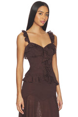 Roxelle Ruffle Split Front Top