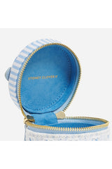 Top Handle Pill Case in Blue Seersucker