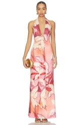 Kaeli Tie Front Halter Maxi Dress
