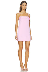 Pink Crepe 3d Sequin Flower Mini Dress