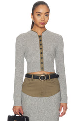 Grey Contrast Placket Cardigan