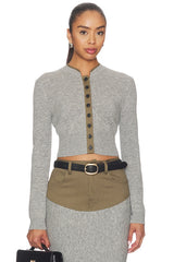 Grey Contrast Placket Cardigan
