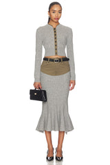 Grey Contrast Placket Cardigan