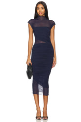 Tabitha Mesh Ruched Midi Dress