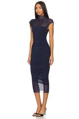 Tabitha Mesh Ruched Midi Dress