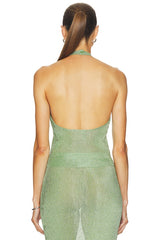 Minnie Metallic Knit Halter Top