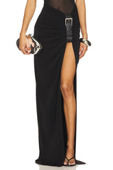 Floor Length Gathered Belt Skirt