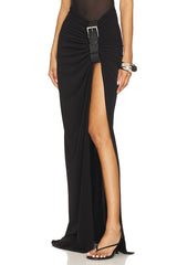Floor Length Gathered Belt Skirt