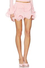 Wave Hem Bamboo Mini Skirt
