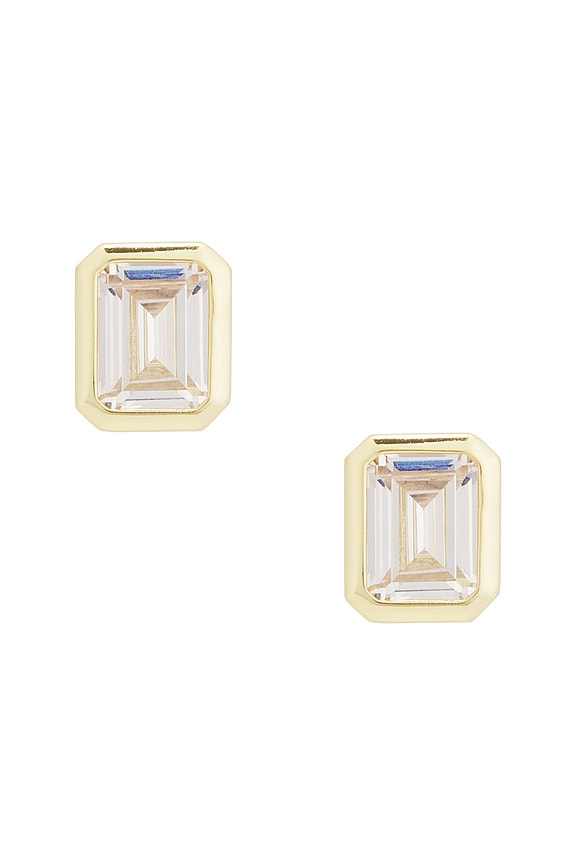Emerald Cut Bezel Stud Earring