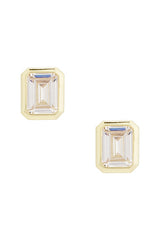 Emerald Cut Bezel Stud Earring