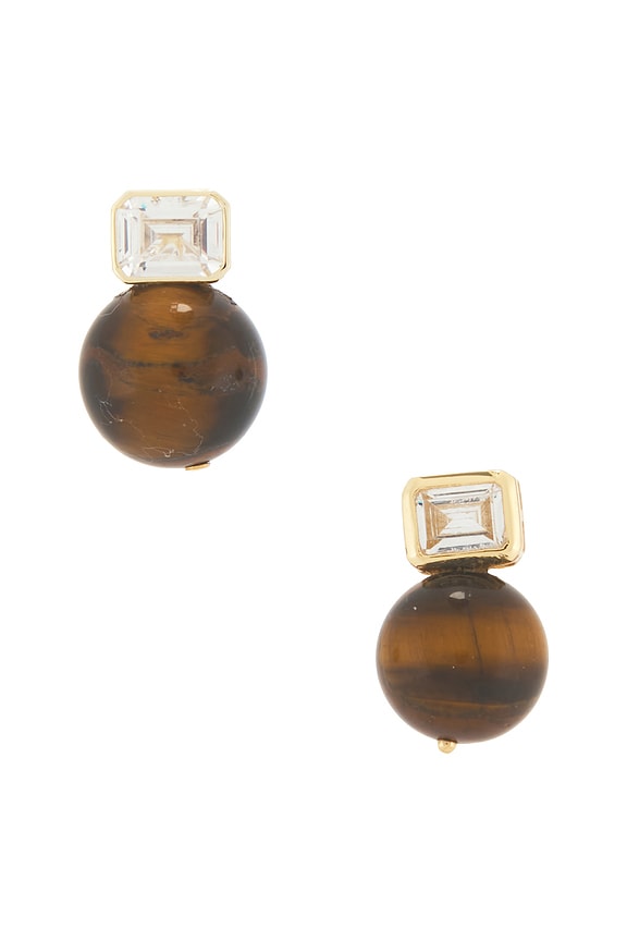 Emerald Baguette Tiger Eye Earring