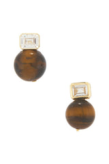 Emerald Baguette Tiger Eye Earring