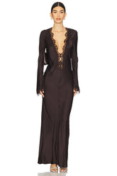 Allegra Lace Plunged Maxi Dress