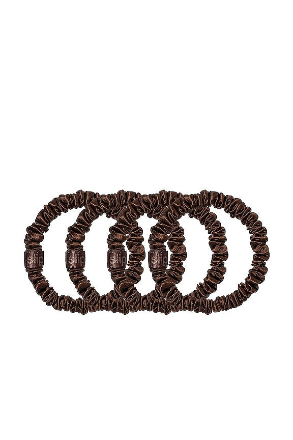 Skinny Scrunchies 4 Pack In Dark Brown