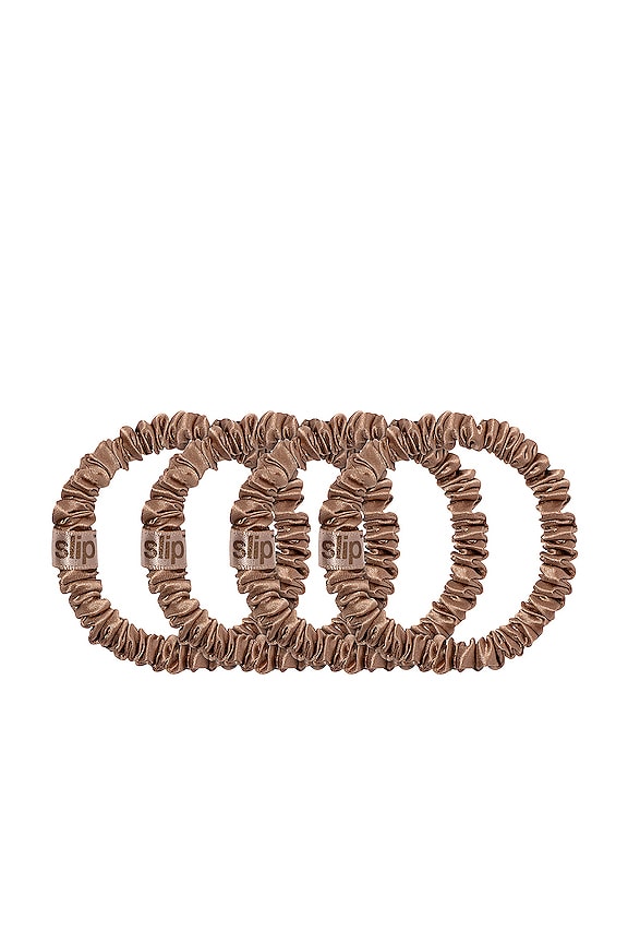 Skinny Scrunchies 4 Pack In Light Brown