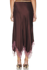 Keri Paneled Bias Skirt With Lace