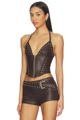 Melisa Faux Leather Top