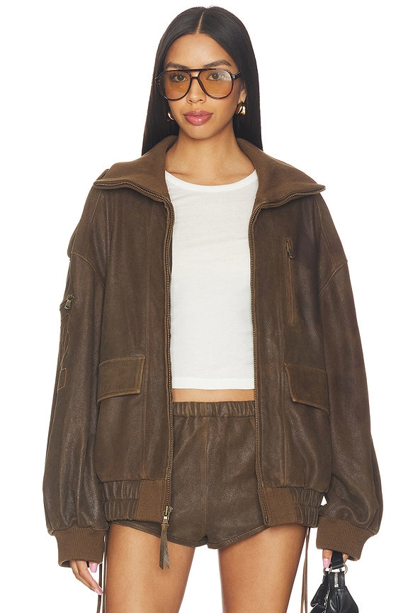 Fontaine Leather Bomber Jacket