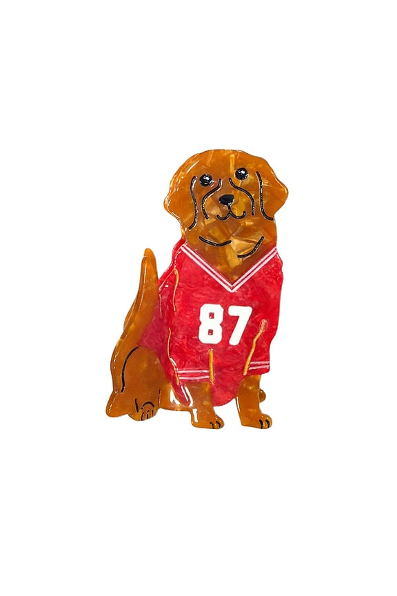 Hand-Painted Football Dog Claw Hair Clip