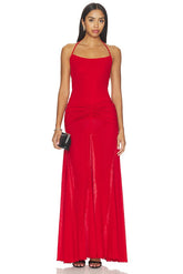 Nensi Ruched Mesh Maxi Dress