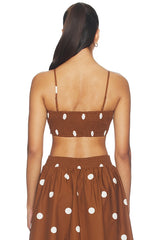 Polka Poplin Crop String Top