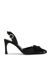 Slingback High Heel Flower Satin Mule