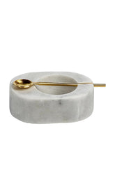 Tuscan Marble Salt And Pepper Bowl With Gold Spoon