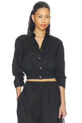 Linen Fixed Sleeve Cropped Shirt