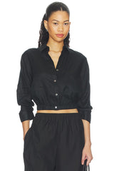 Linen Fixed Sleeve Cropped Shirt