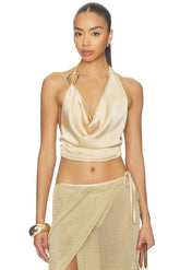 Cyrene Satin Cowl Top