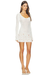 Ellisa V Neck Shell Embellished Mini Dress