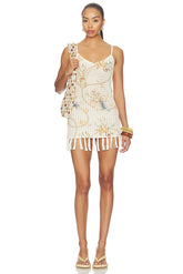Sinta Open Knit Fringe Mini Dress
