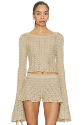 Zaylee Boat Neck Open Stitch Sweater