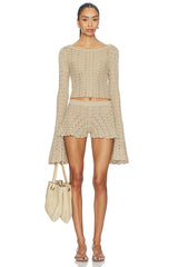 Zaylee Boat Neck Open Stitch Sweater
