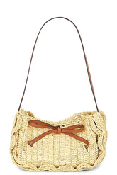Marina Raffia Scallop Pouchette Bag