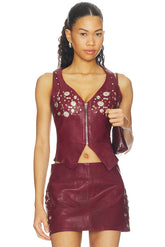 Concho Leather Top