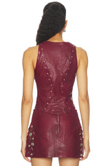 Concho Leather Top