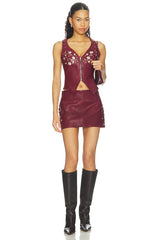 Concho Leather Top