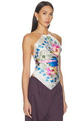 Hydrangea Crystal Scarf Blouse