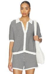 Gaelle Polo Knit Top