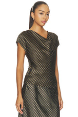 Ombre Plaid On Cowl Neckcap Sleeveless Blouse
