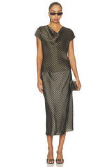 Ombre Plaid On Cowl Neckcap Sleeveless Blouse