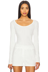 Maia Scoop Neck Pointelle Top