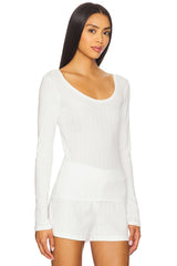 Maia Scoop Neck Pointelle Top