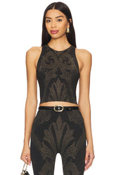 X Etro Metallic Jacquard Crop Top