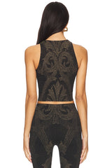 X Etro Metallic Jacquard Crop Top