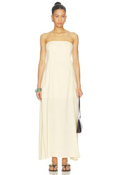 A Line Strapless Midi Dress
